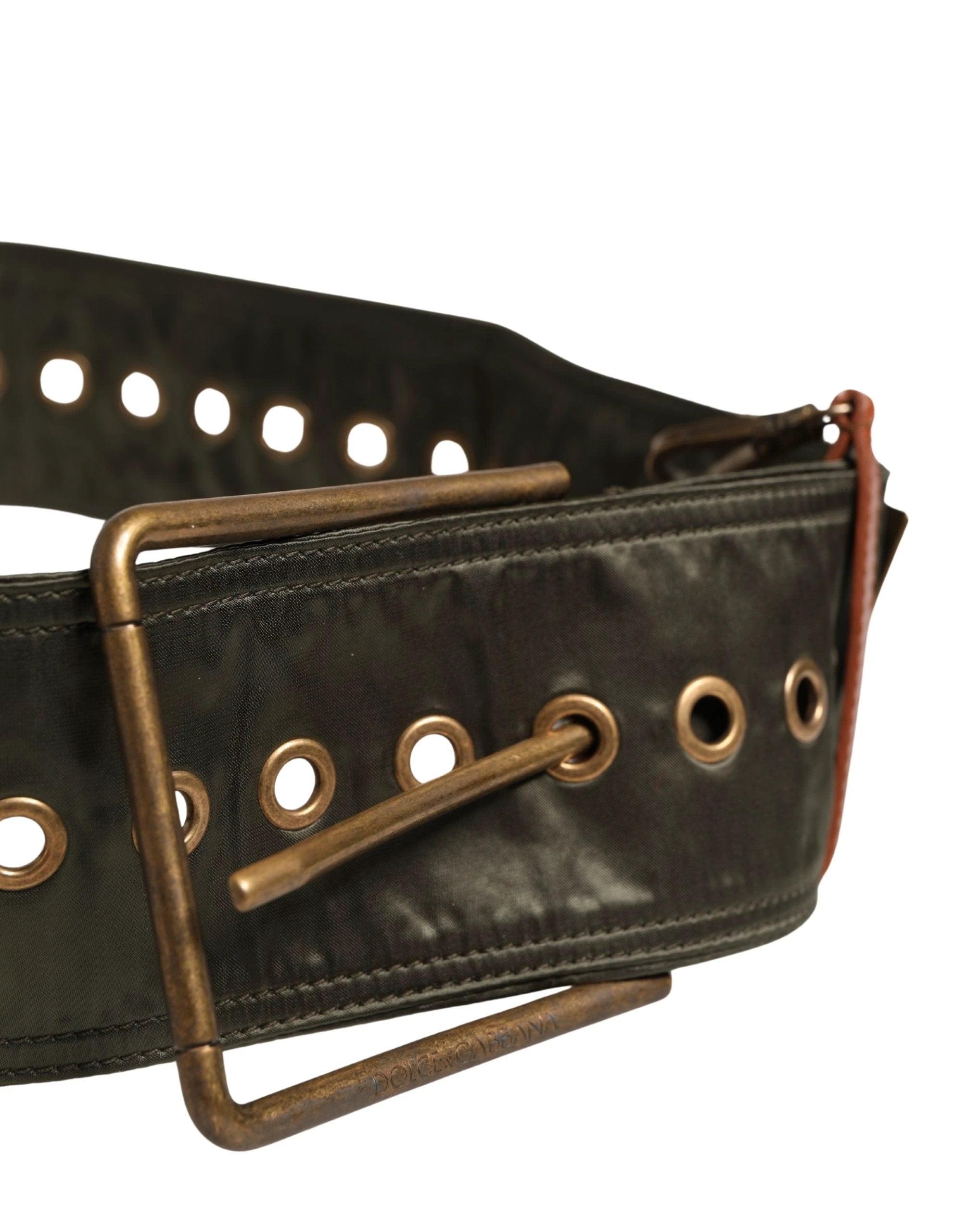 Dolce & Gabbana Men Black Wide Leather DG Metal Buckle Belt