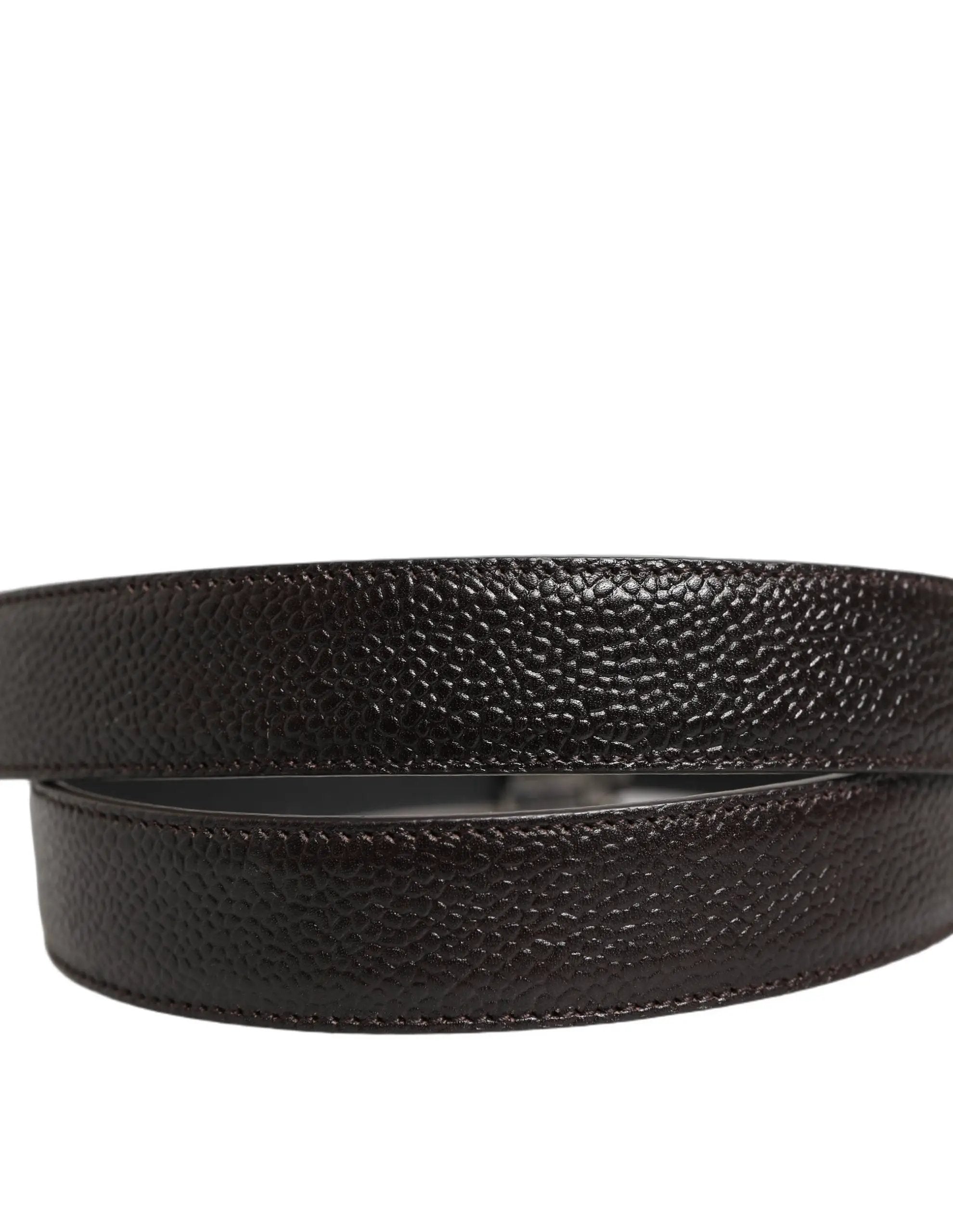 Dolce & Gabbana Brown Calf Leather Vintage Style Silver Buckle Belt