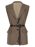 Brunello Cucinelli Beige Virgin Wool Sleeveless Jacket