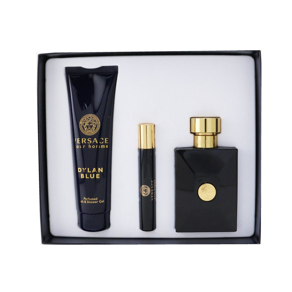 Versace Dylan Blue Coffret: Eau De Toillete Spray 100ml/3.4oz + Eau De Toillete Spray 10ml/0.3ozl + Bath&Shower Gel 150ml/5oz  3pcs