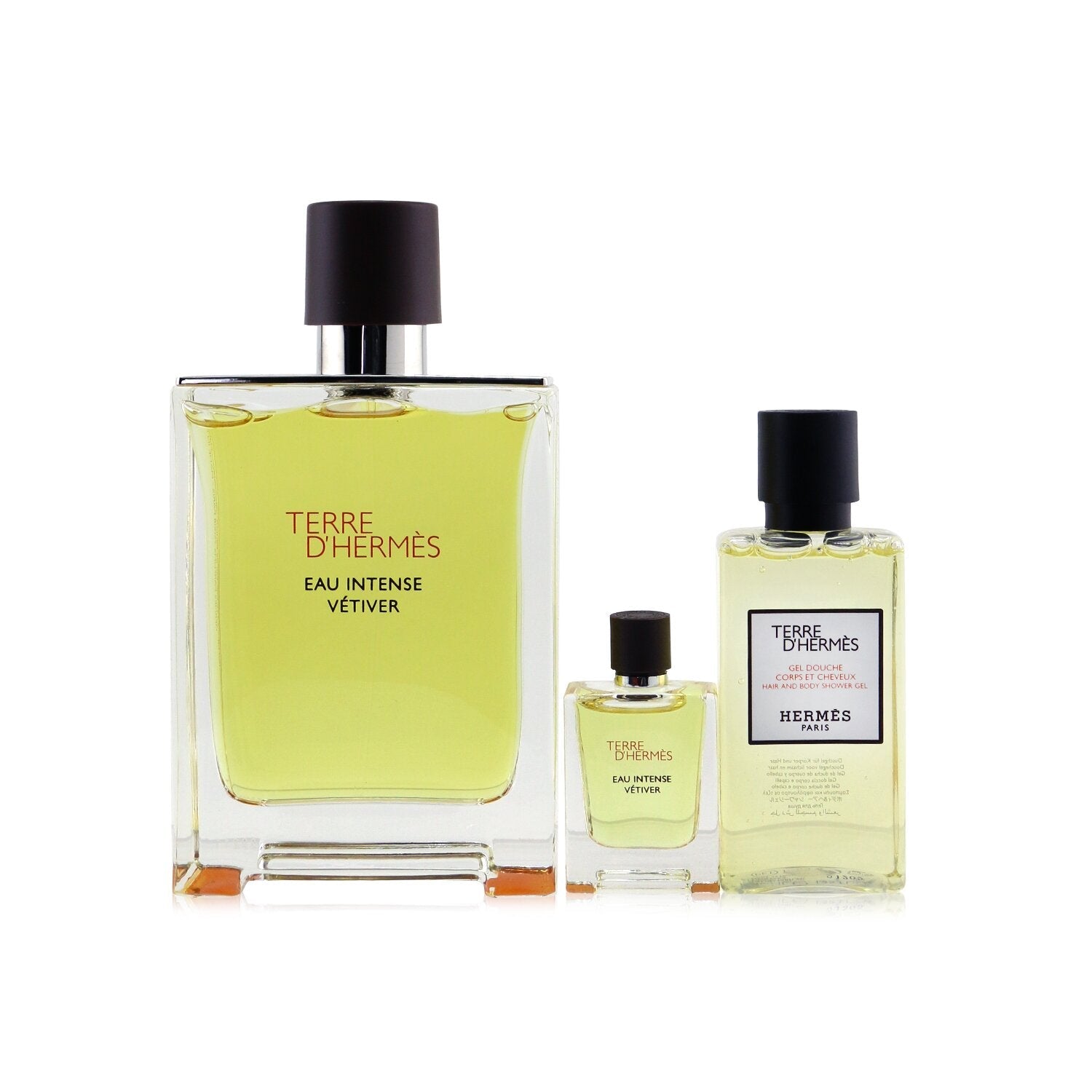 Hermes Terre D'Hermes Eau Intense Vetiver Coffret: Eau De Parfum 100ml/3.3oz + Hair & Body Shower Gel 40ml/1.35oz + Eau De Parfum 5ml/0.17oz  3pcs