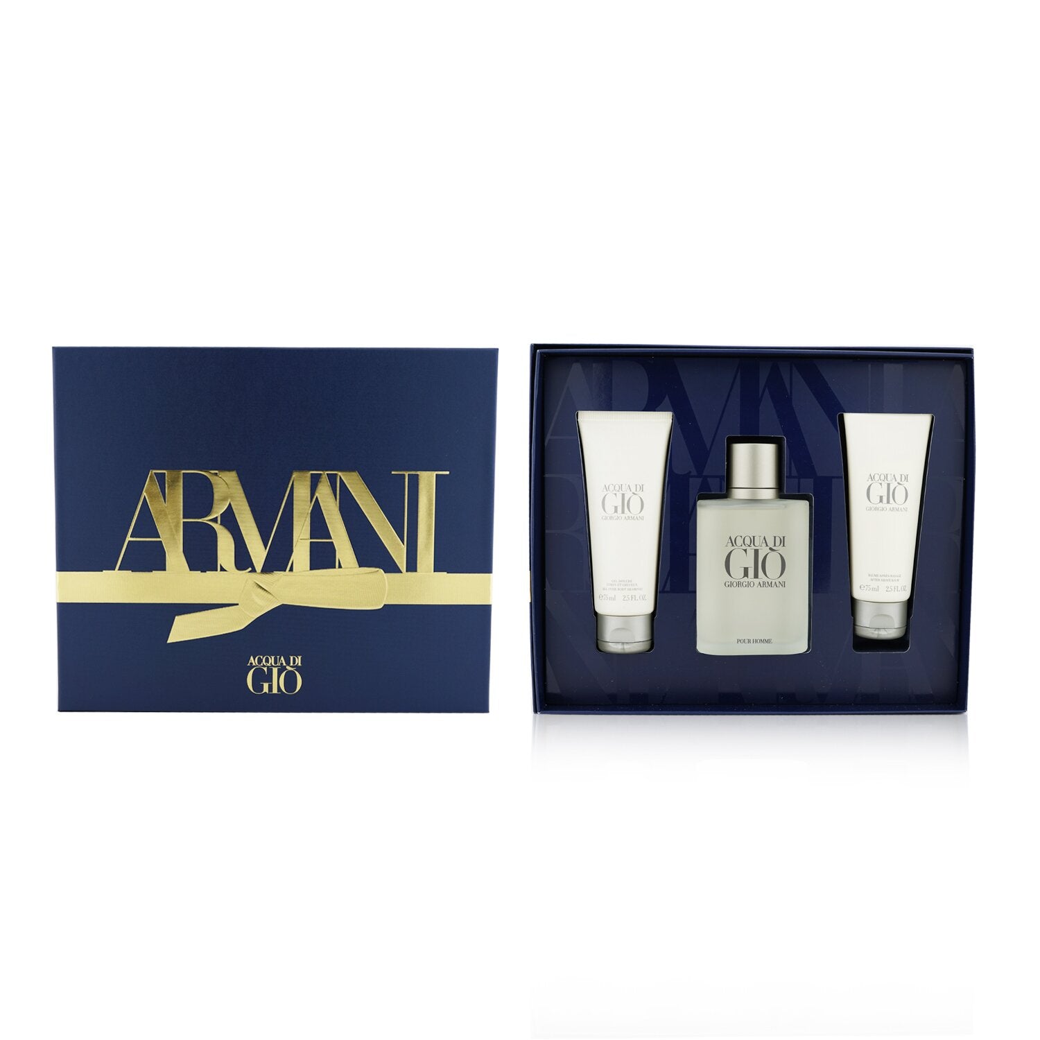Giorgio Armani Acqua Di Gio Coffret: Eau De Toilette Spray 100ml/3.4oz + All Over Body Shampoo 75ml/2.5oz + After Shave Balm 75ml/2.5oz (Unboxed)  3pcs