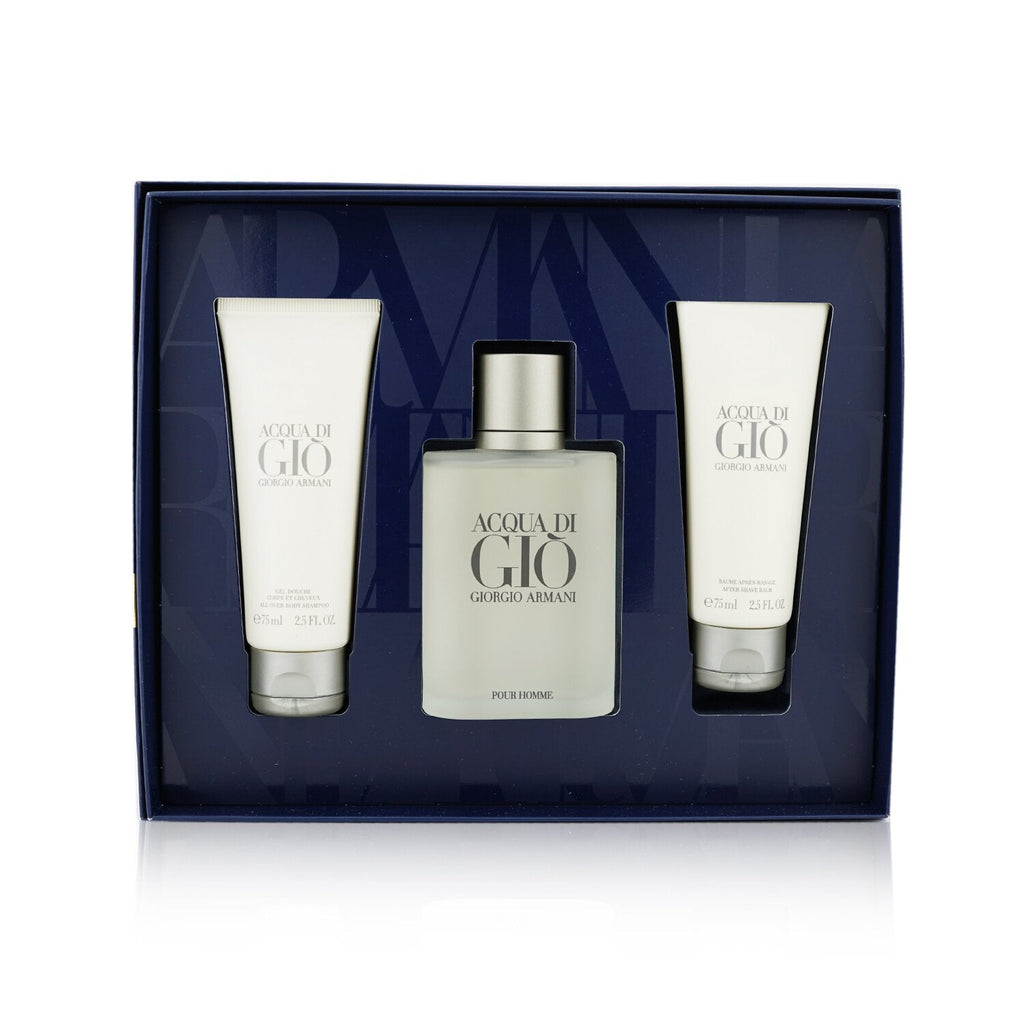 Giorgio Armani Acqua Di Gio Coffret: Eau De Toilette Spray 100ml/3.4oz + All Over Body Shampoo 75ml/2.5oz + After Shave Balm 75ml/2.5oz (Unboxed)  3pcs