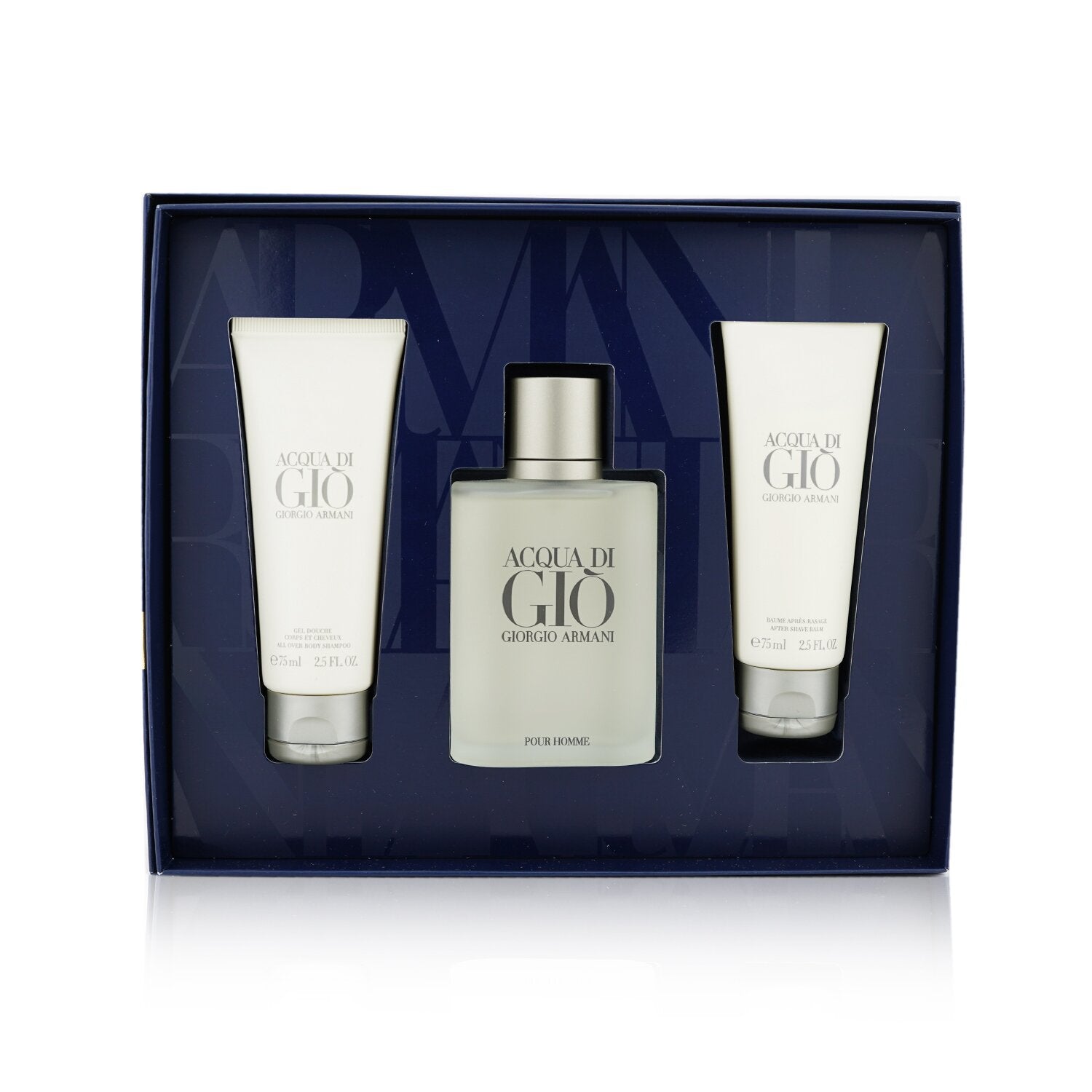 Giorgio Armani Acqua Di Gio Coffret: Eau De Toilette Spray 100ml/3.4oz + All Over Body Shampoo 75ml/2.5oz + After Shave Balm 75ml/2.5oz (Unboxed)  3pcs