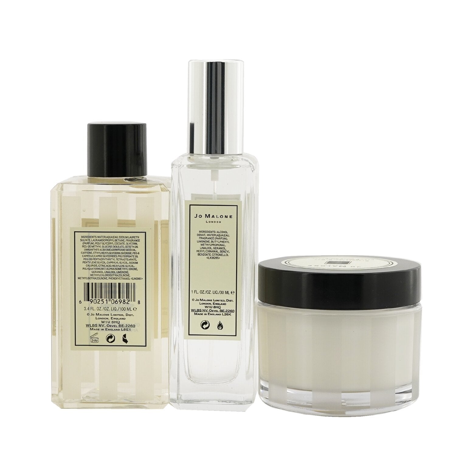 Jo Malone Fragrance Layering Collection: English Pear & Freesia Cologne Spray 30ml + Blackberry & Bay Body Cream 50ml + Wood Sage & Sea Salt Body Wash 100ml  3pcs