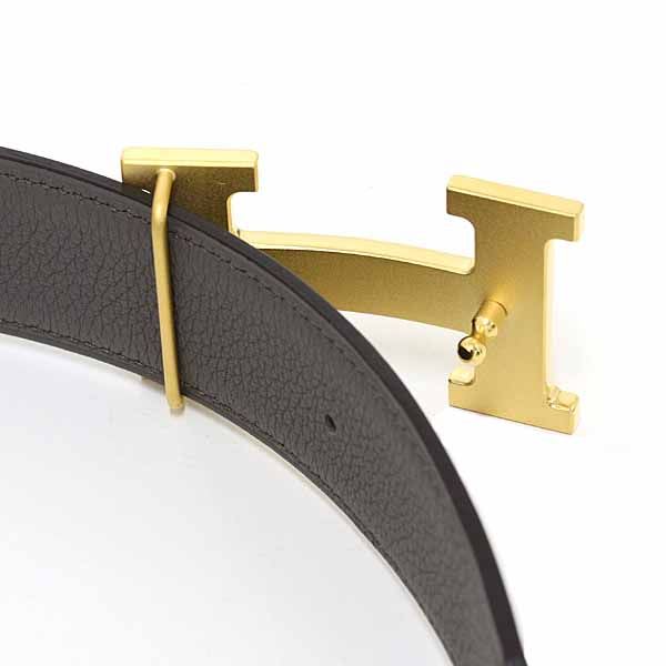 Hermes Belt Buckle H & Leather 32 Box Calf 135 Vaux Togo Black Ethane