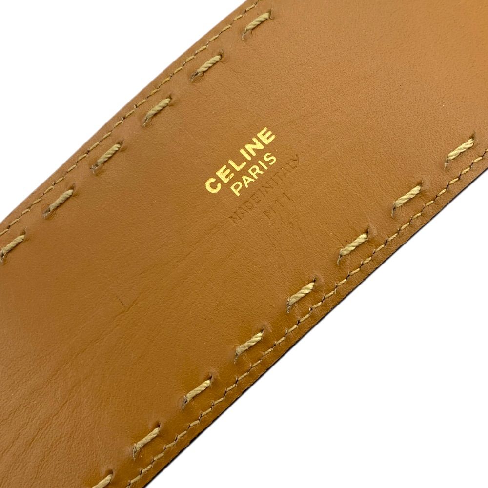 Celine Mantel Chain Belt Turnlock Leather Black Gold