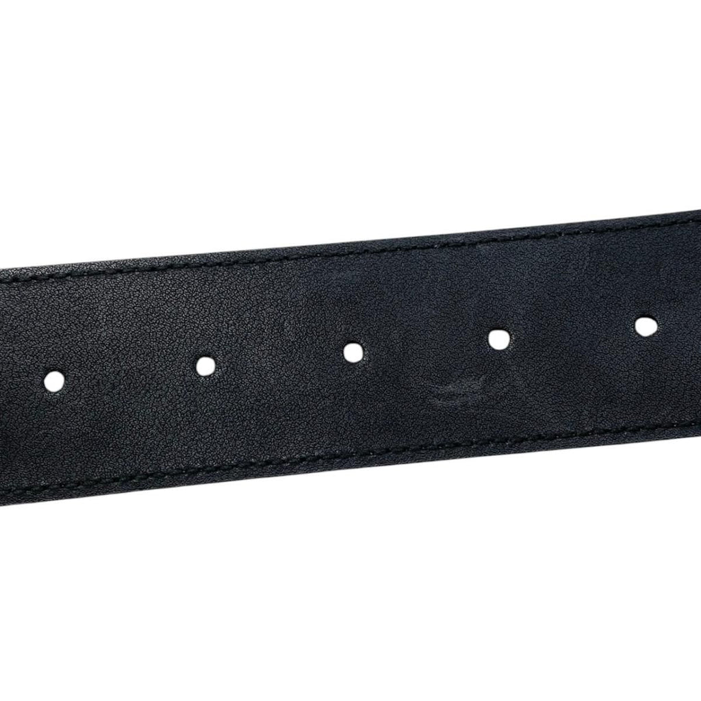 Gucci Belt GG Emblem Wide Leather Double Black Gold
