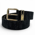 Dior Homme Canvas Leather Oblique Pin Buckle Belt Black Silver