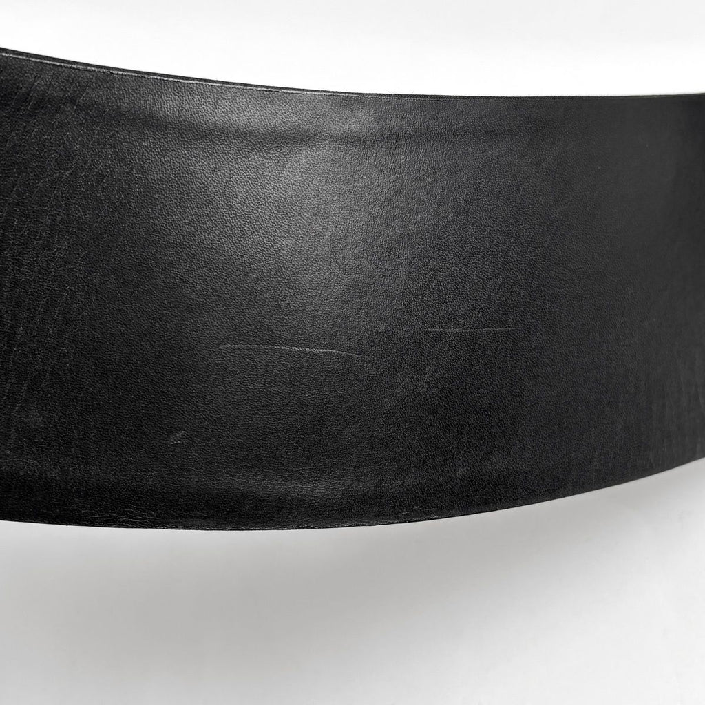Chanel CC Logo Belt Ribbon Sash Fabric Leather Black