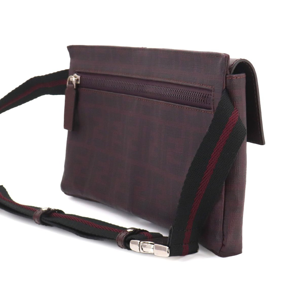 Fendi Zucca Belt Bag Leather Bordeaux Silver