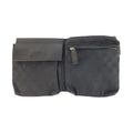 Gucci Black Silver GG Canvas Leather Belt Bag Waist Pouch