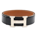 Hermes Belt Buckle Reversible Box Calf Veau Epsom Black Brown Silver 70