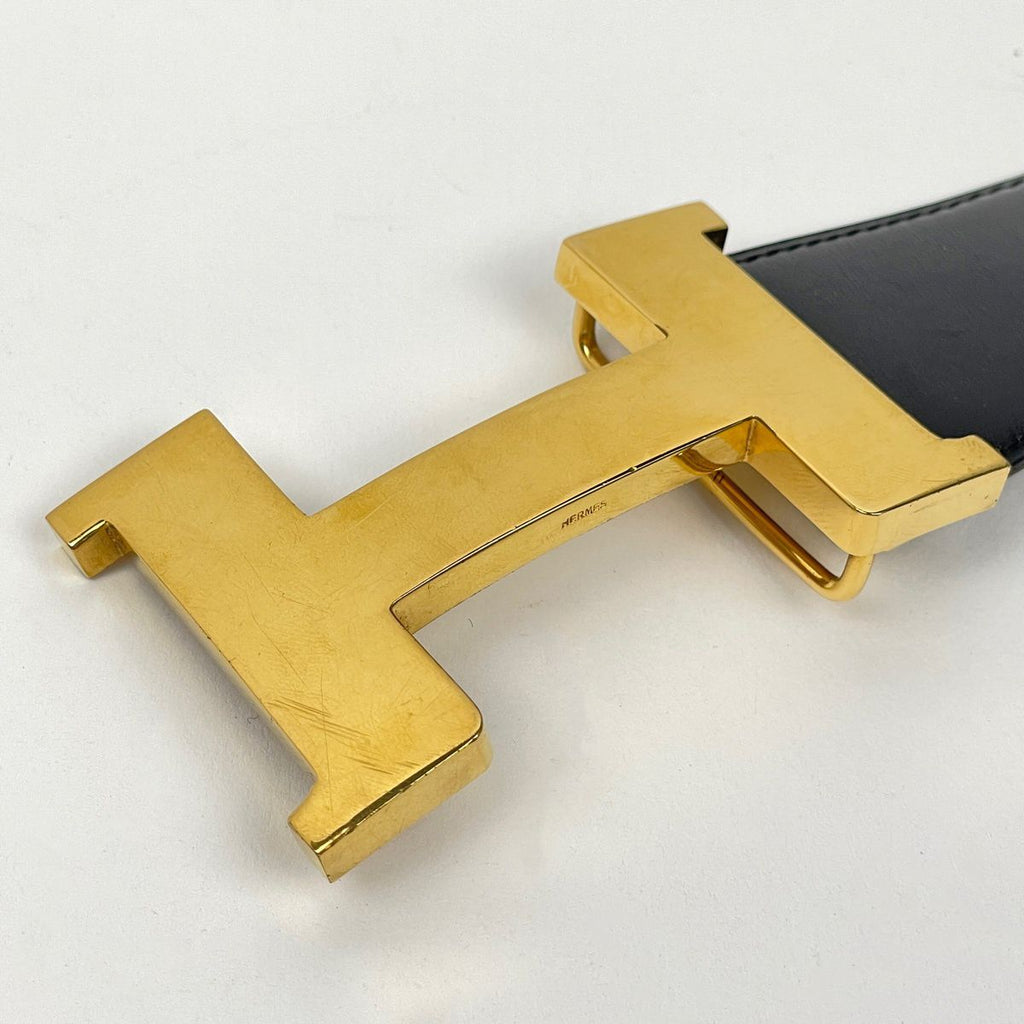 Hermes Constance Reversible H-belt Box Calf Black Brown