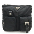 Prada Triangle Logo Belt Bag Waist Pouch Bag Nylon Leather Nero Black Silver