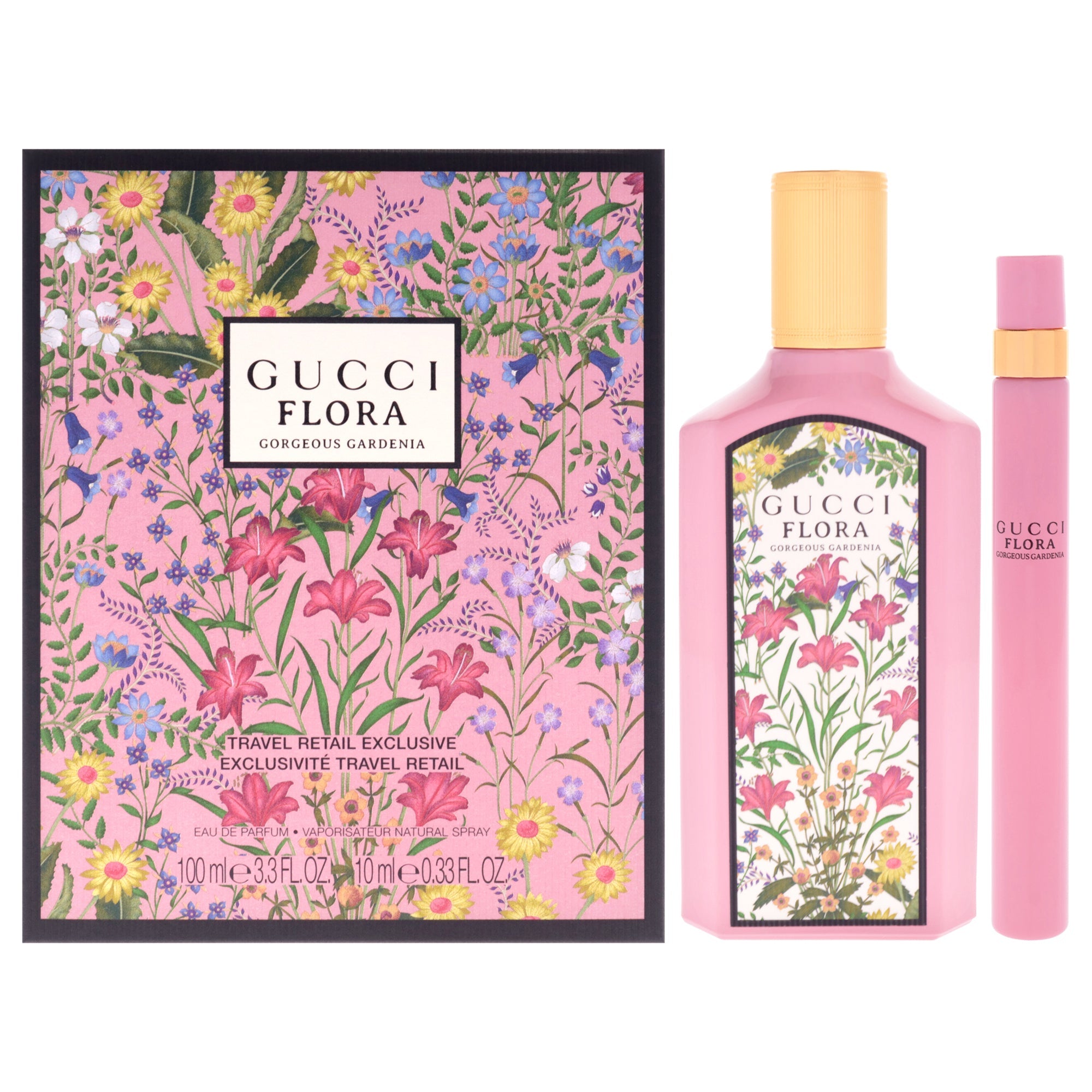 Gucci Flora Gorgeous - Gardenia by Gucci for Women - 2 Pc Gift Set 3.3oz EDP Spray, 0.33oz EDP Spray (Mini)