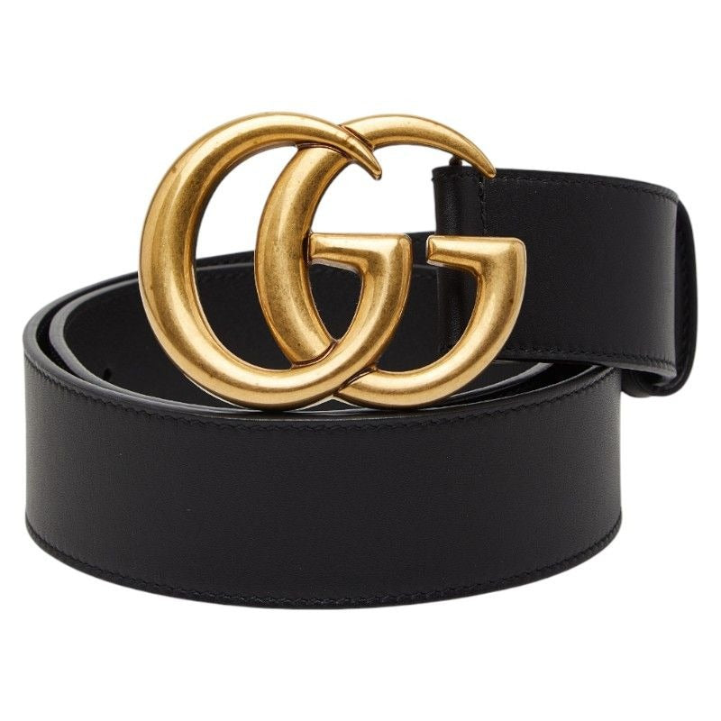 Gucci GG Marmont Double G Belt Size 75 30 Black Leather