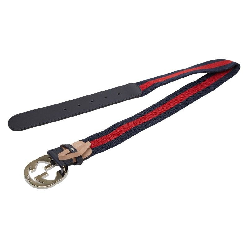 Gucci Belt 30 Navy Red Canvas Leather